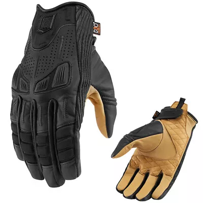 2021 Icon 1000 Axys Leather Textile Motorcycle Gloves Black Gold Pick Size • $85