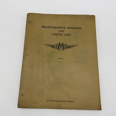 Marmon Herrington Model CM756 All Wheel Drive Ford Trucks 1955 Maintenance Parts • $139.50