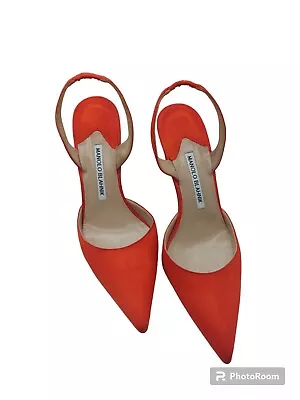 Manolo Blahnik Carolyne Red/orange Suede Size 37 • $200