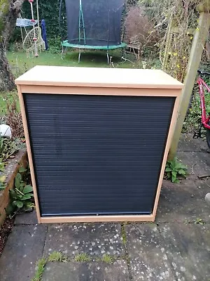 Large Sliding Tambour Door Office Storage Cabinet - Good Used Condition • £69.99