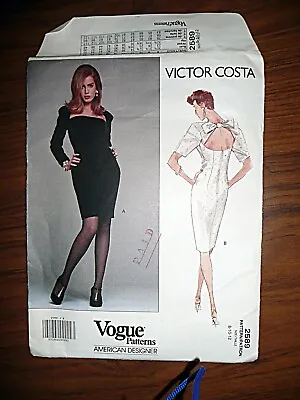 Victor Costa UNCUT 2589 Vogue Pattern Open Back Pencil Dress Sz 8-10-12 • $12