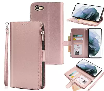 Oppo A59 F1s Full Grain Finish Wallet Case Zipper & Wrist Strap • $9.45