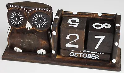 £6 • Buy Shabby Chic Standing Owl Perpetual Calendar Wooden (Hand Carved)