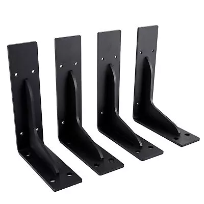  4 Pcs Black Steel Heavy Duty L  Corner Brace Joint Angle Bracket Shelf - 8inch • $23.40