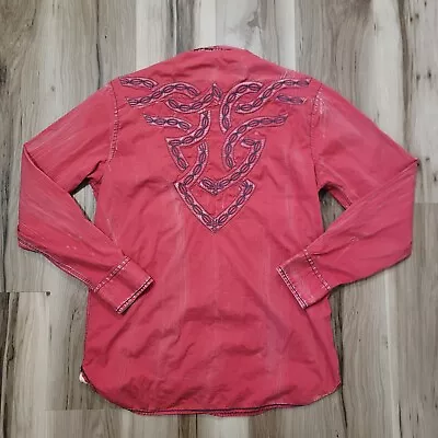 ROAR Signature Shirt Mens Large Red Long Sleeve Embroidered Western Cowboy • $28.95