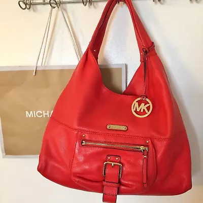 AUTHENTIC MICHAEL KORS AUSTIN LUGGAGE SHOULDER TOTE WOMEN'S HANDBAG Red-Org • $150