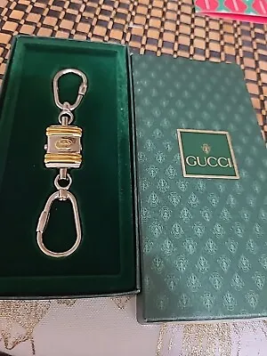 Vintage Gucci Keychain Key Ring Silver/Gold  Tone GG Interlocking • $175