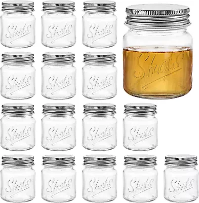 Set Of 16 Mini Mason Jars With Lids - 2 Oz Mason Jars Shot Glasses Mason Shooter • $26.19