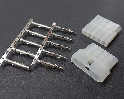 2 Pairs 5 Pin 5P Molex Connector Male Female Terminal Pins Plug .093  W/14-20 AW • $2.99