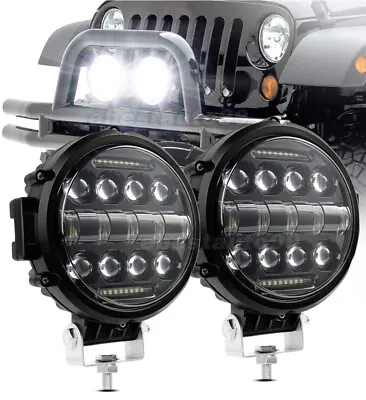 2x Round 6  LED Work Light Bar Spot Offroad SUV ATV DRL Driving Bumper Fog Pods • $62.69