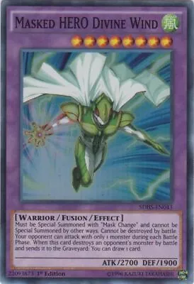 Masked HERO Divine Wind - SDHS-EN043 - Super Rare - 1st Edition X1 - Lightly Pla • $1.81