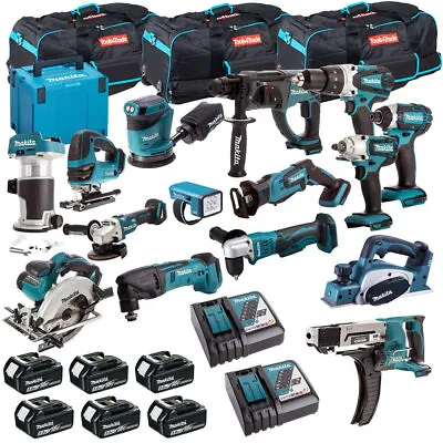 Makita 18V Diamond 15 Piece Combo Kit + 6 X 5.0Ah Batteries & Charger In 3 X Bag • £2320