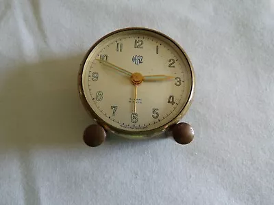 Vintage HERZ  Brass Gold Tone Alarm Clock 8 Days Working Condition • $45