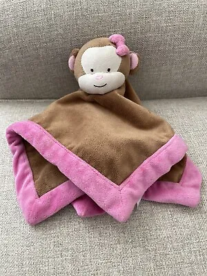 Tiddliwinks Monkey Security Baby Blanket Pink Brown Lovey Bow Girls • $14.99