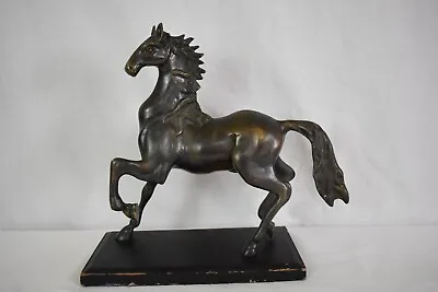 Antique Bronze Horse Sculpture On Wood Are Deco Style • $159.99