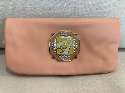 $95 • Buy Oroton Leather Clutch Logo Feature Salmon Pink