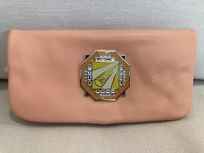 $95 • Buy Oroton Leather Clutch Logo Feature Salmon Pink