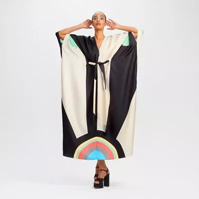 Casual  Soft Silk Crepe Kaftan Caftan For Women Beach Wear Kaftan J5631 • $44.99