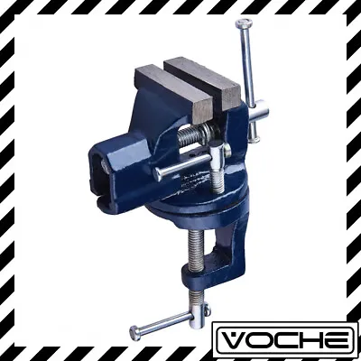 VOCHE® 60mm WIDE MINI CLAMP ON BENCH VICE WITH SWIVEL BASE TABLE TOP WORK BENCH • £10.80