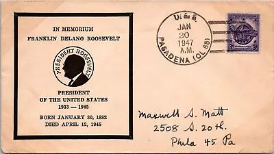 1.30.1947 - Roosevelt Memorial - USS Pasadena - F40465 • $3.99