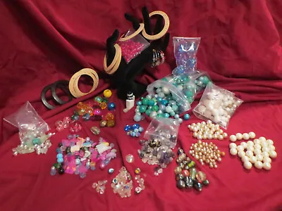 VTG Lbs + Lot Jewelry Making Loose Beads Swarovski Venetian Lampwork Glass Pearl • £31.84