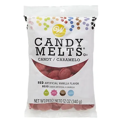 WILTON CANDY MELTS 340g COLOURED CHOCOLATE BAKING BUTTONS CAKES SWEETS RED • £4.49