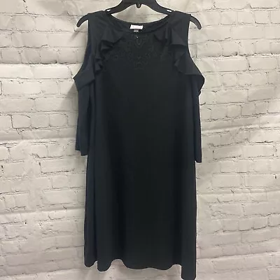 Ingrid & Isabel Maternity Dress Keyhole Shoulder Flutter 3/4 Sleeve Black Sz S • $9.99