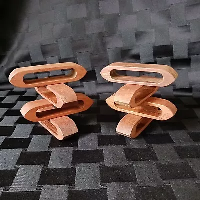 Vintage Teak Wood Napkin Rings Set/8 MidCentury Danish Modern 1960s-70s EUC • $49