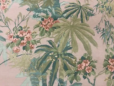 LINWOOD ‘Bamboo Garden’ CURTAIN CUSHION FABRIC DESIGN COTTON VELVET 1.2M Pink • £46.99