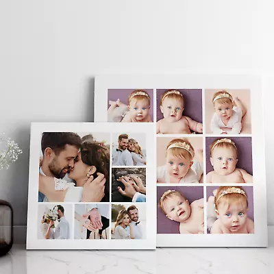 £33.99 • Buy Personalised Photo Collage Canvas Print Framed A2 A3 A4 Gift Love Ready To Hang
