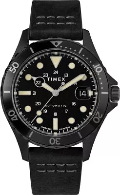 Timex Automatic Watch Man Woman TW2U10000 Black 41 MM Leather Strap • $401.71