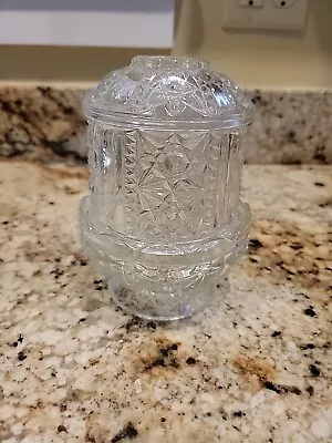 Vintage Indiana Tiara Glass Fairy Lamp Clear Pressed Stars & Bars Homco Candle • $17.99