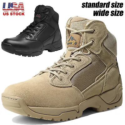 Mens WIDE SIZE Military Tactical Boots Motorcycle Combat Ankle Work Hiking Boots • $49.99