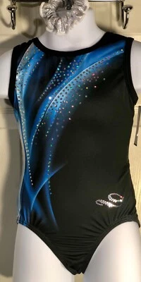 $29.99 • Buy DREAMLIGHT GK Elite GYMNASTIC DANCE LEOTARD BLACK BLUE SPANGLEZ CS