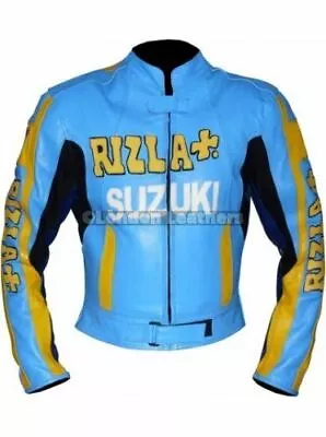 Leather Moto Armour Sports Biker Racing Slim Fit Suzuki Rizla Motorcycle Jackets • $139