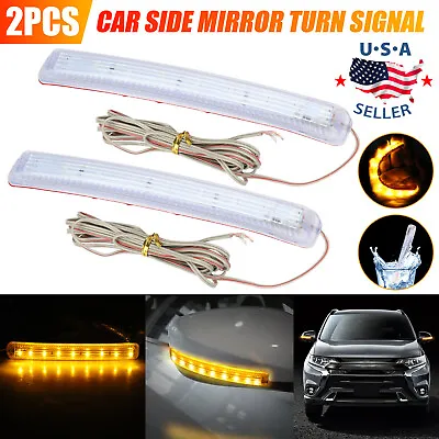 2Pcs Amber Soft 9 LED Car Side Mirror Turn Signal DRL Indicator Tube Light Strip • $11.48