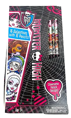 New Old Stock Monster High 16 Valentines & 16 Clawsome Pencils 2012 • $9.99