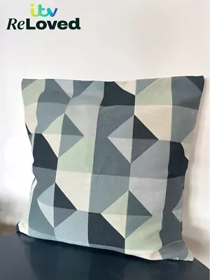 Blue Geometric Cushion Cover Ikea Svartho - Preloved By ITV • £4