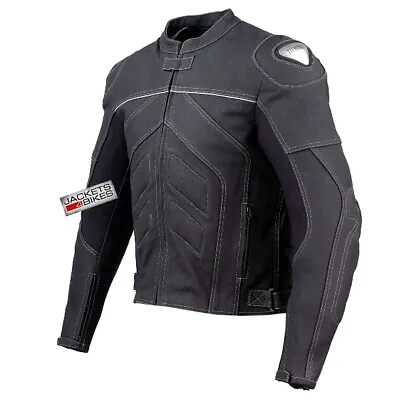 Mens Titanium Motorcycle Leather Jacket Perforated Street Cruiser CE Armor • $89.99