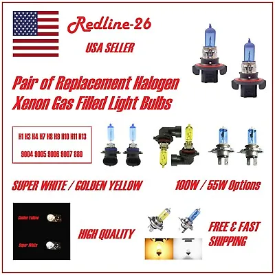 Halogen Xenon Light Bulbs H1 H3 H4 H7 H8 H9 H10 H11 H13 9004 9005 9006 9007 880 • $9.99