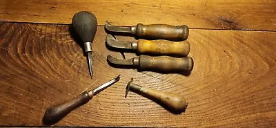 Lot Of 6 Vintage Wooden Handled Tools Cutters Scrapers Tack Puller L@@K • $16.99