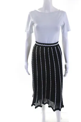 Missoni Womens Cotton Striped Pleat Elastic Waist A-Line Skirt Black Size EUR46 • $85.39