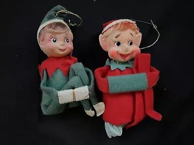 2 Vintage Pixie Elf Knee Hugger Christmas Ornament Made In Japan - USED • $6.50