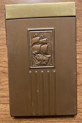 Vintage Park Sherman Metal Desk Memo Notepad Holder Sailing Ship Nautical A10 • $19.95
