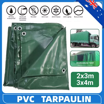 Army Heavy Duty Tarpaulin Canvas Tarp Sun Blocked Waterproof Camping Tent Cover • $40.83