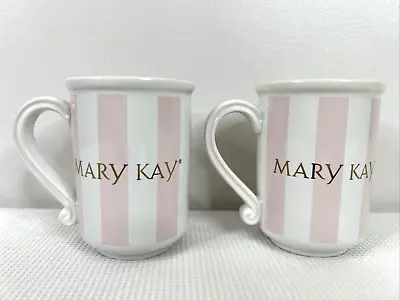 Mary Kay Pink & White Striped Collectible Coffee Tea Mugs Vintage EUC HTF • $29.99