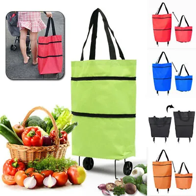 £7.69 • Buy 40L Trolley Grocery Cart On Wheels Supermarket Shopping Bag Reusable Handbag