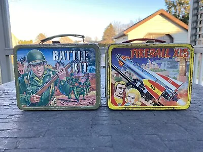 Vintage Fireball XL5 & Battle Kit Metal Lunch Boxes 1960’s No Thermoses • $70