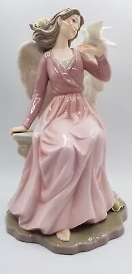 O'Well Novelties Grandeur Noel Angel In Pink Dress With White Dove Porcelain • $39