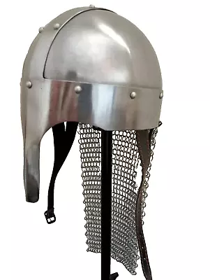 Viking Helmet With Chainmail Medieval Norman Knight Battle Armor Costume Helme • $129.50